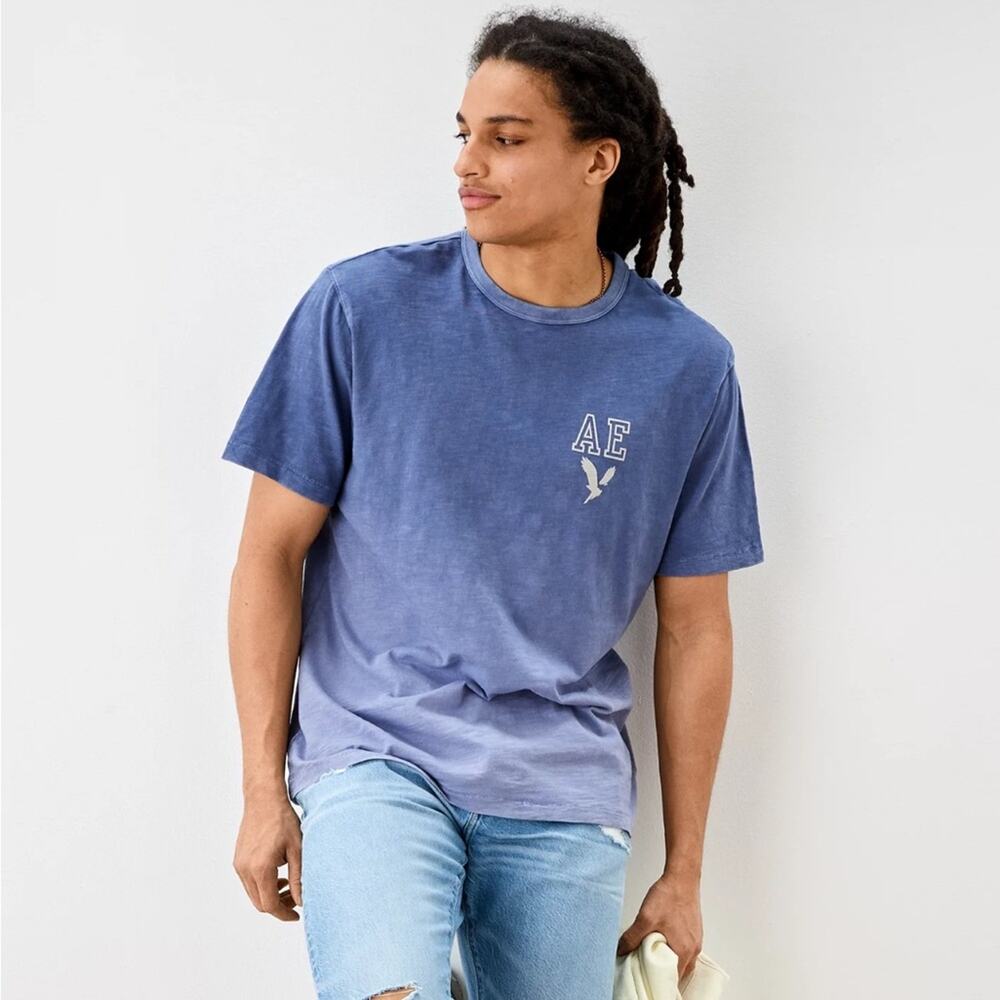 American Eagle Super Soft Slub Dip Dye Blue Ombré LightweightCasual Everyday B14